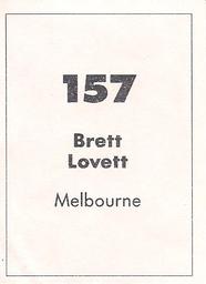 1990 Select AFL Stickers #157 Brett Lovett Back